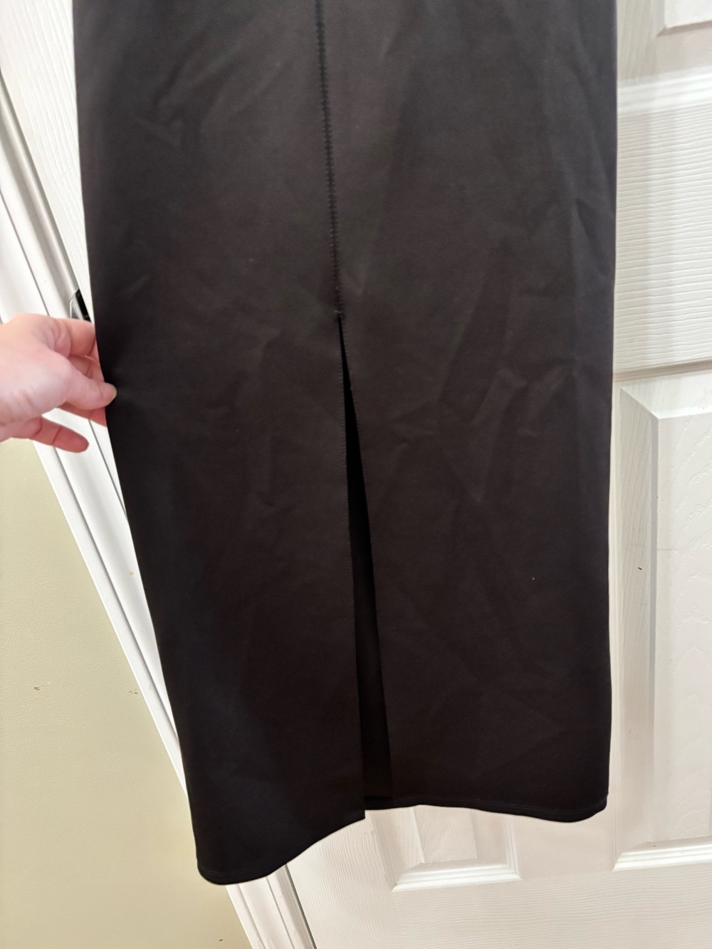 Zara Solid Black Twist Open Back Scuba Front Slit Maxi Dress Women’s Size Small - Picture 4 of 9